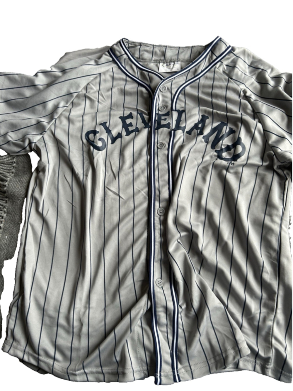 Cleveland Guardian Shirt X-L Grey Buttons on Front #19 on Back Short Sleeve